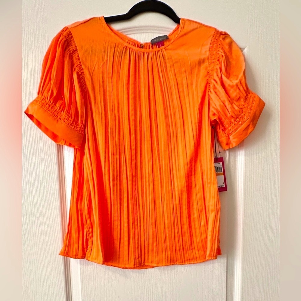 Vince Camuto Short Sleeved Blouse Orange Mango Size Small